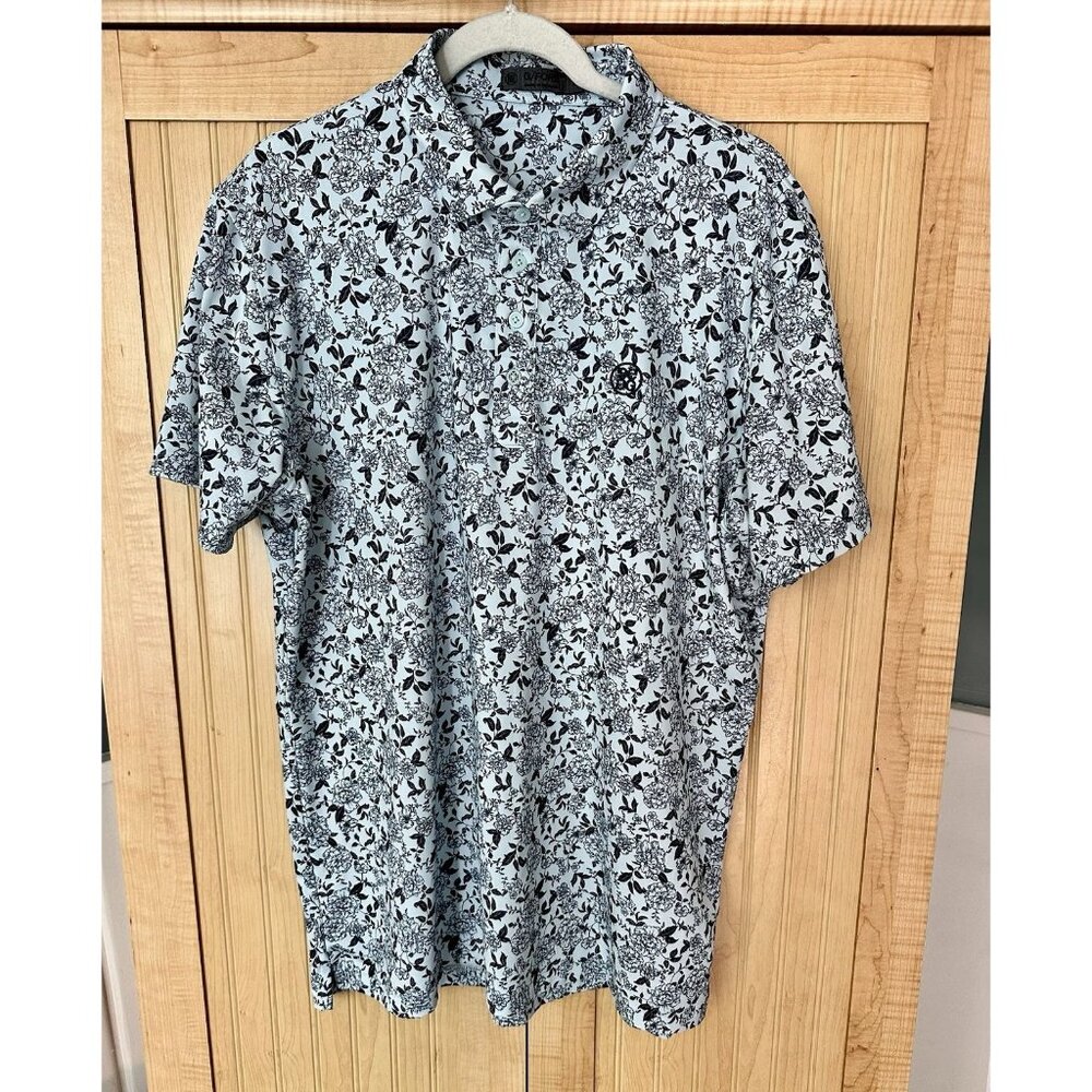 G/FORE Black and White Floral Polo Shirt